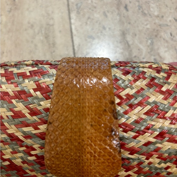 Jenny Polanco raffia and snake leather clutch - Picture 8 of 10